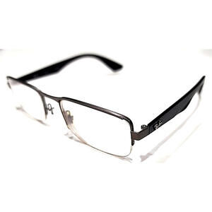 Ray Ban RB6331 2620 No Nose Pad Silver Black Rectangle Eyeglasses 52-19 140